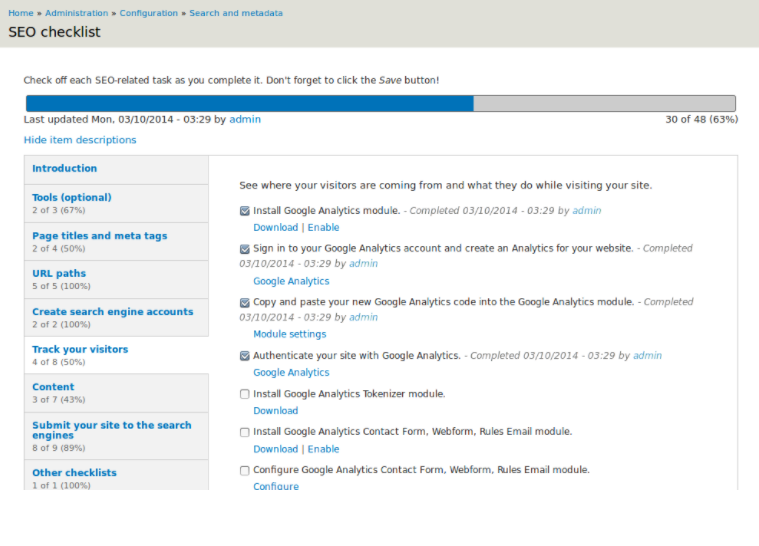 SEO Checklist screenshot